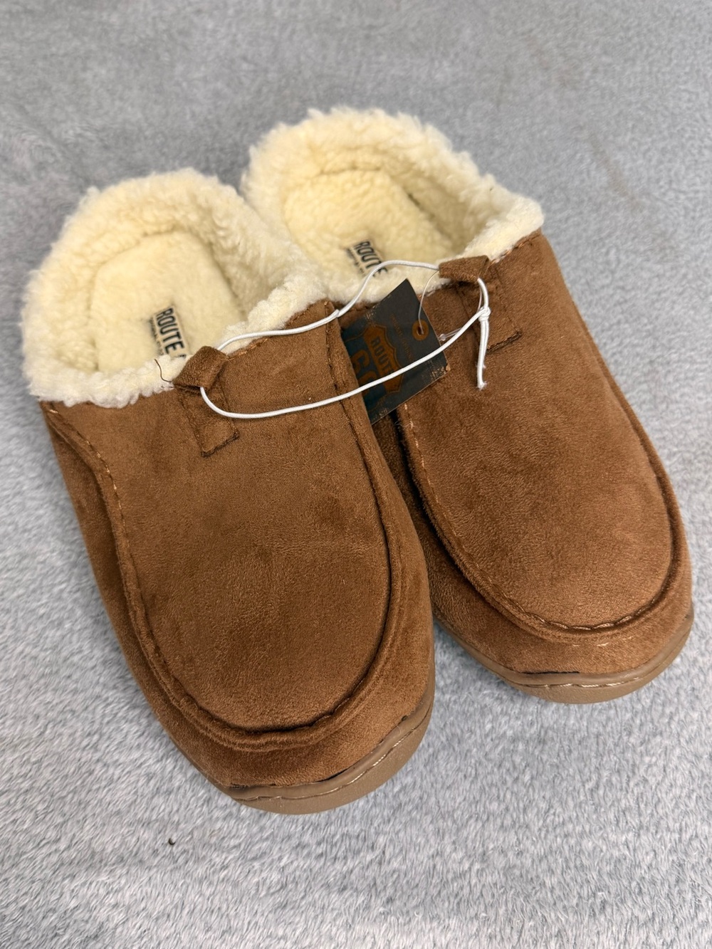 Route 66 Chestnut Faux Suede Sherpa Lined Bedroom Slippers Men’s Size 9 NWT